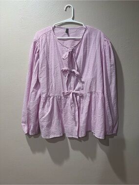 Light Pink Tie-Front Blouse